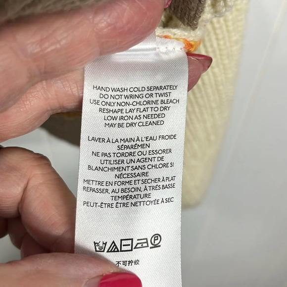 BDG Urban Outfitters Womens Knit Sweater Cream Orange. Red S/P Balloon Sleeves - Picture 9 of 14